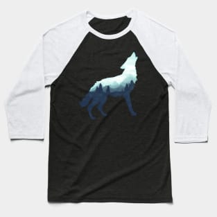 Dramabite Wolf Double Exposure Surreal Wildlife Animal Wolves Baseball T-Shirt